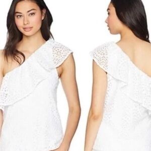 Lilly Pulitzer White Eyelet One Shoulder Blouse